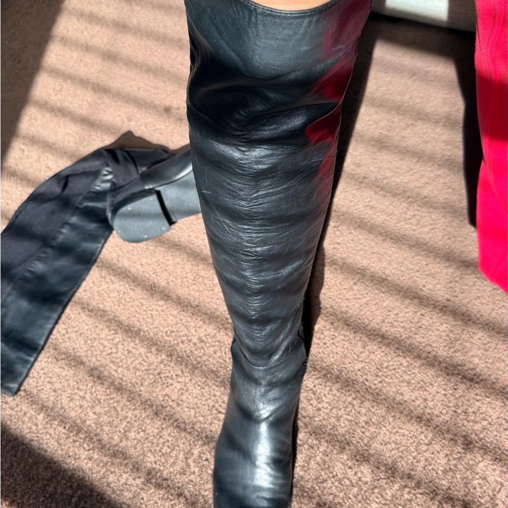 Stuart Weitzman 5050 Over-the-Knee Boots Black Nappa Leather & Stretch Back Luxy
